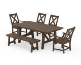 Braxton 6-Piece Rustic Farmhouse Dining Set With Trestle Legs