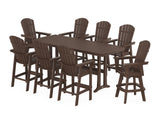 Nautical Curveback Adirondack Swivel 9-Piece Bar Set with Trestle Legs