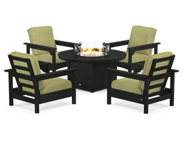 Club 5-Piece Conversation Set with Fire Pit Table