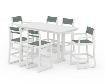 EDGE Sling 7-Piece Farmhouse Bar Set with Trestle Legs