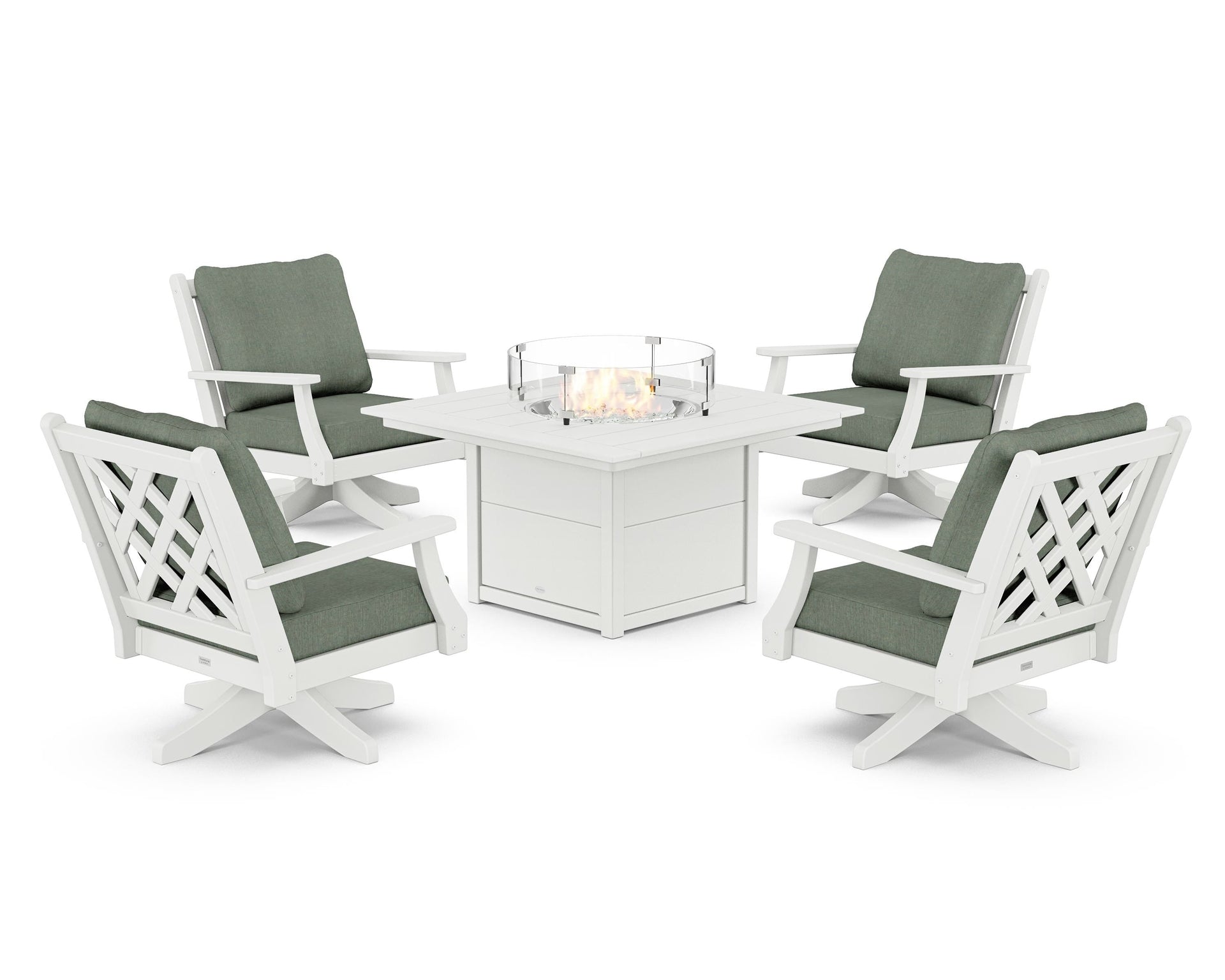 Wovendale 5-Piece Deep Seating Swivel Conversation Set with Fire Pit Table