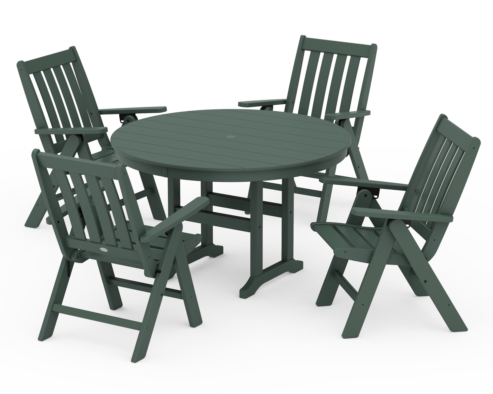 Vineyard Folding Chair 5-Piece Round Farmhouse Dining Set