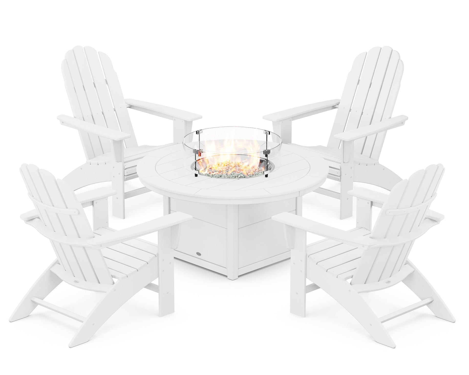 Vineyard Curveback Adirondack 5-Piece Conversation Set with Fire Pit Table