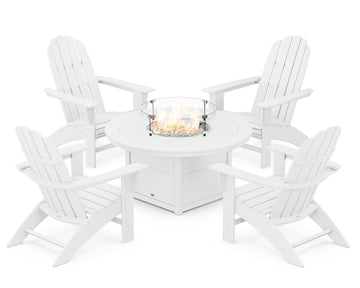 Vineyard Curveback Adirondack 5-Piece Conversation Set with Fire Pit Table