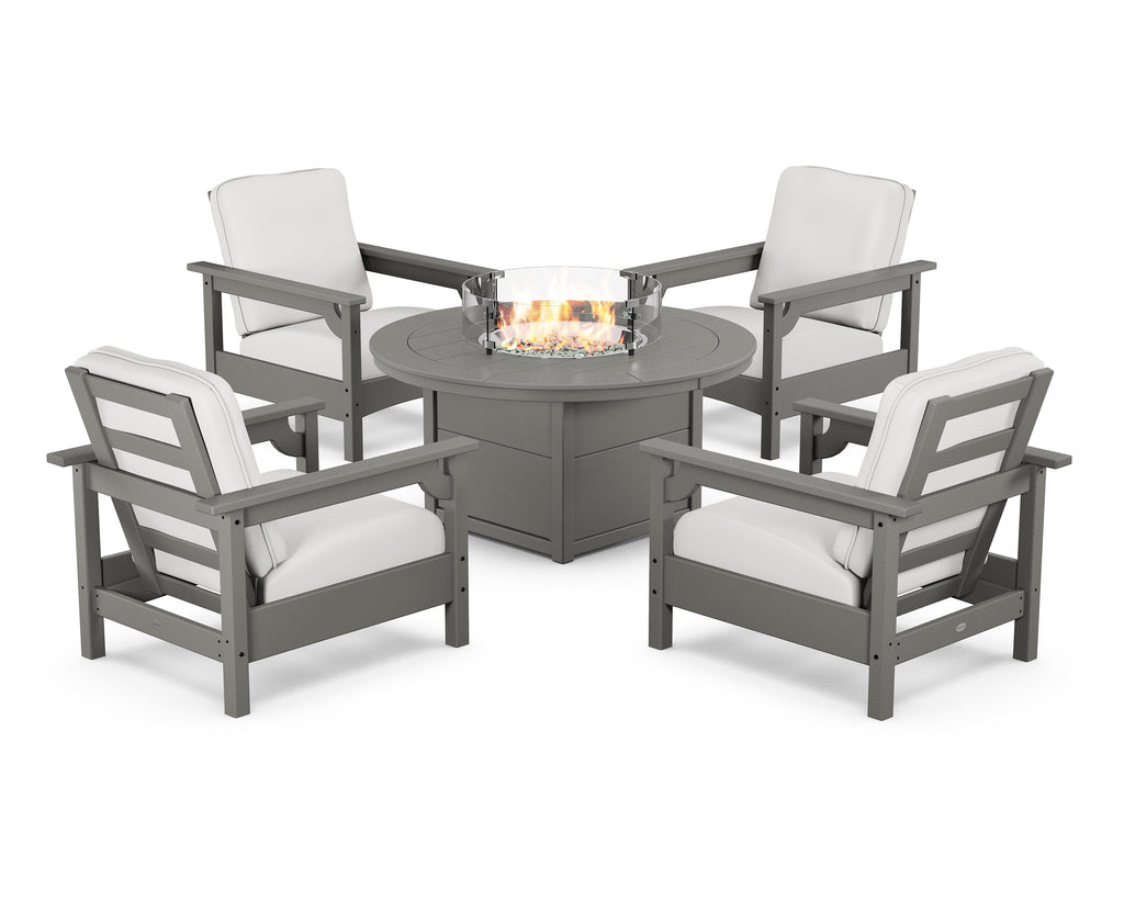 Club 5-Piece Conversation Set with Fire Pit Table