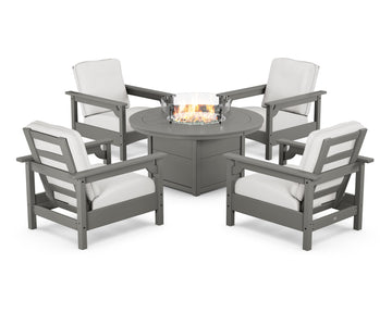 Club 5-Piece Conversation Set with Fire Pit Table