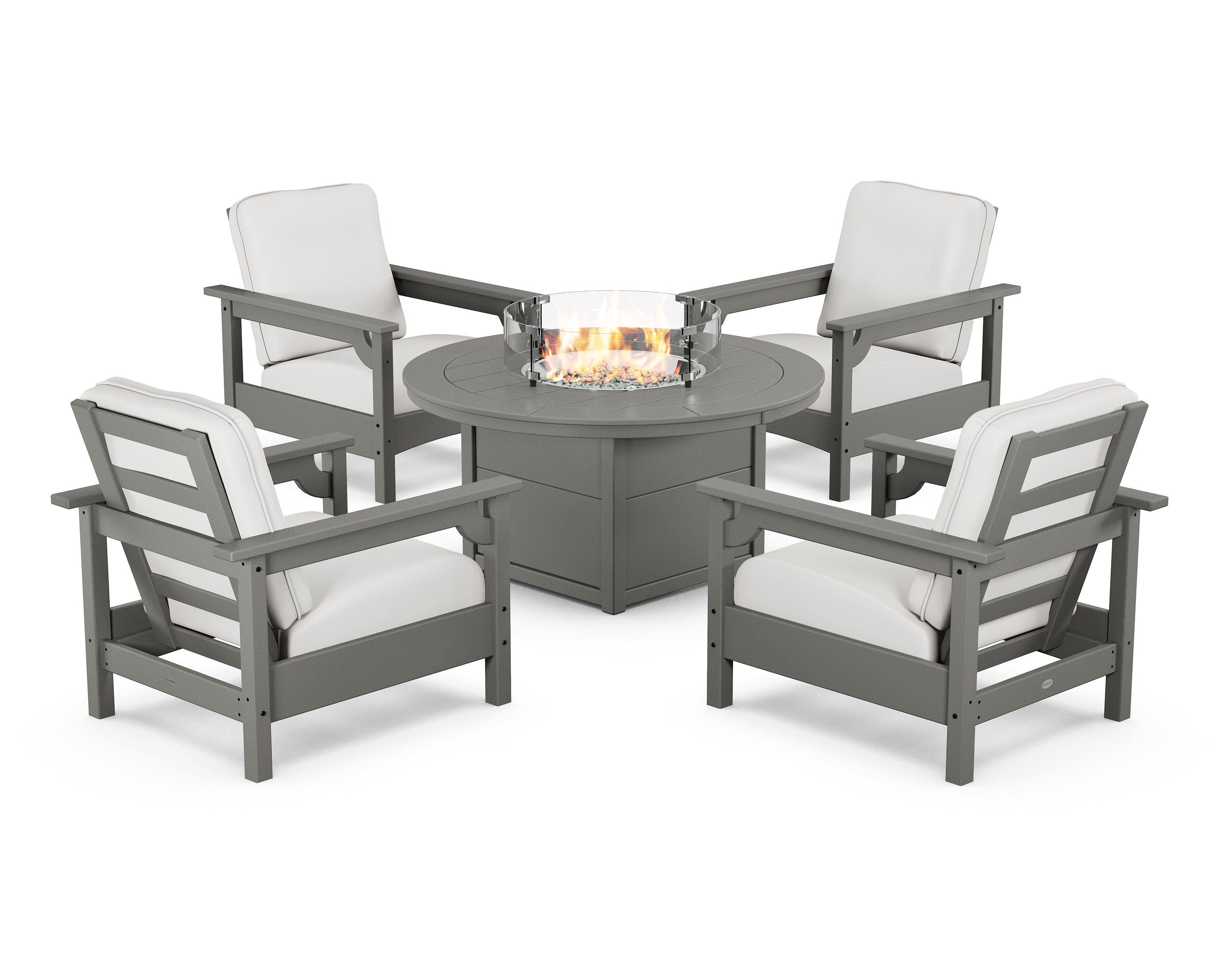 Club 5-Piece Conversation Set with Fire Pit Table