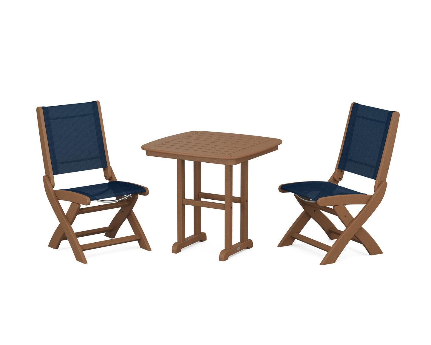 Coastal Folding Side Chair 3-Piece Dining Set