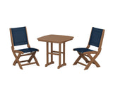 Coastal Folding Side Chair 3-Piece Dining Set