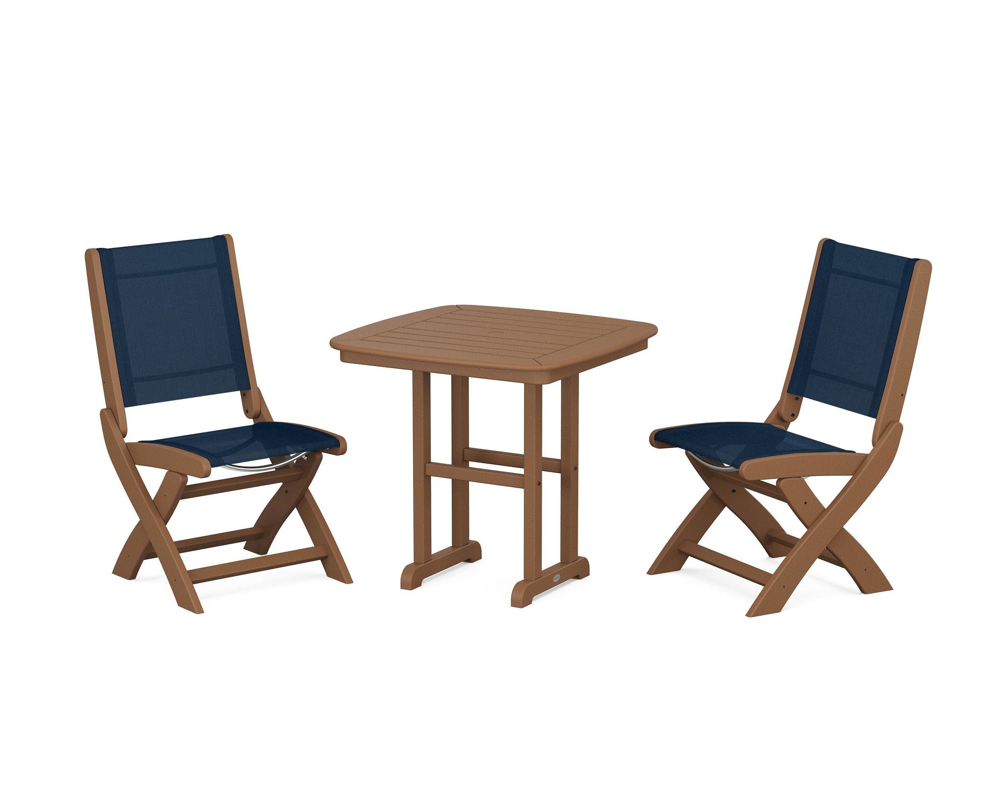 Coastal Folding Side Chair 3-Piece Dining Set
