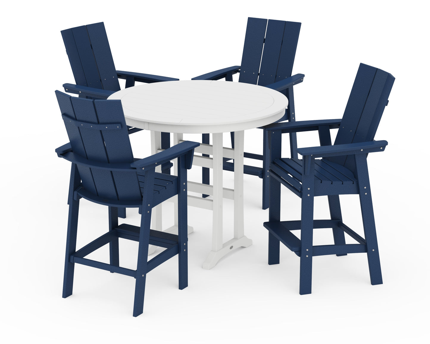 Modern Curveback Adirondack 5-Piece Nautical Trestle Bar Set