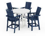 Modern Curveback Adirondack 5-Piece Nautical Trestle Bar Set