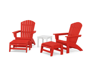 5-Piece Nautical Grand Adirondack Set with Ottomans and Side Table