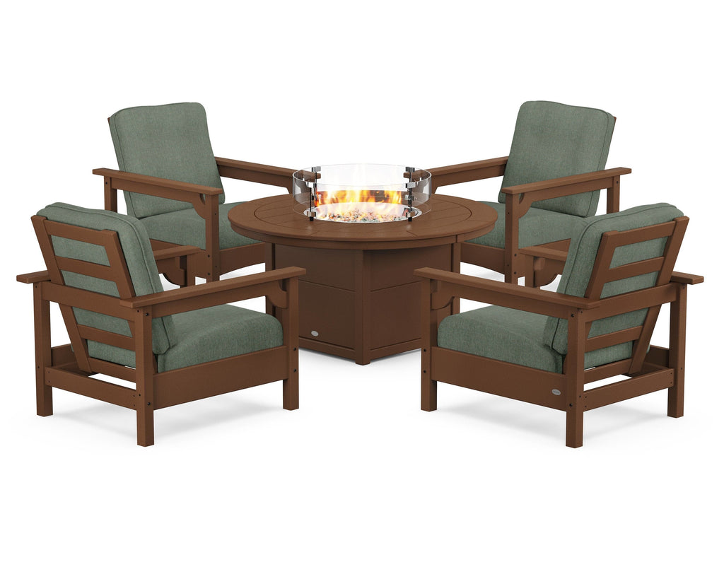 Club 5-Piece Conversation Set with Fire Pit Table