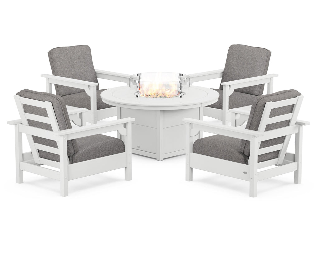 Club 5-Piece Conversation Set with Fire Pit Table