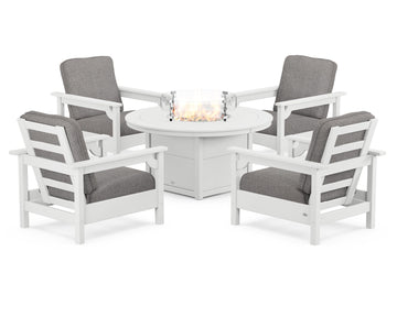 Club 5-Piece Conversation Set with Fire Pit Table