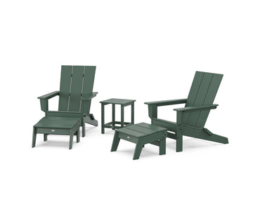 5-Piece Modern Studio Folding Adirondack Set with Ottomans and Side Table