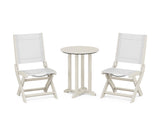 Coastal Folding Side Chair 3-Piece Round Bistro Dining Set