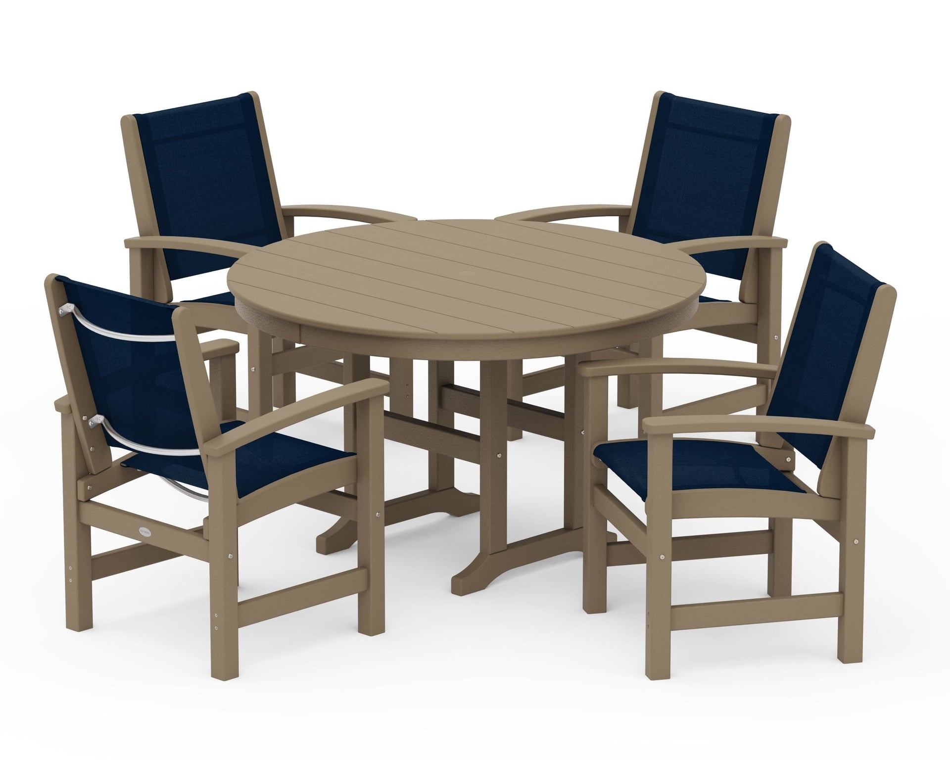 Coastal 5-Piece Round Farmhouse Dining Set