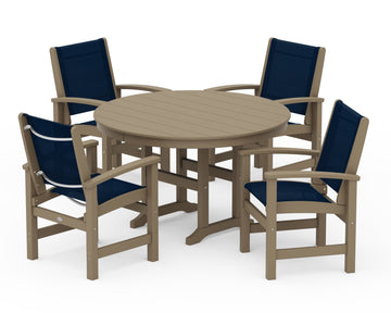 Coastal 5-Piece Round Farmhouse Dining Set