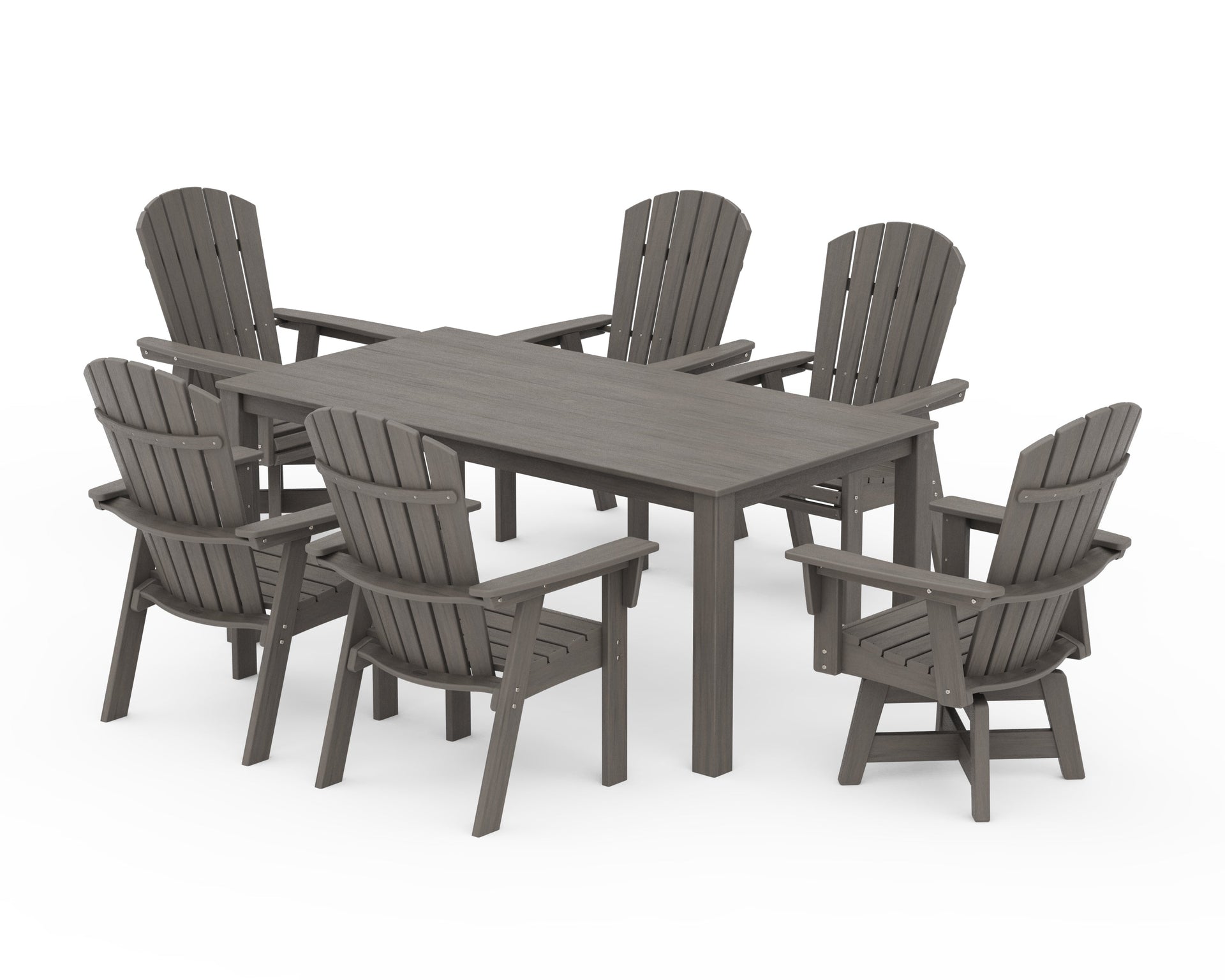 Nautical Curveback Adirondack Swivel 7-Piece Parsons Dining Set