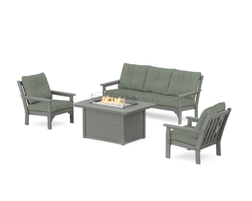 Vineyard Deep Seating Fire Pit Table Set