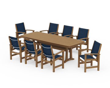 Coastal 9-Piece Dining Set with Trestle Legs