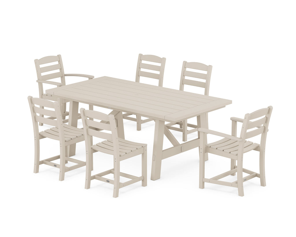 La Casa Café 7-Piece Rustic Farmhouse Dining Set