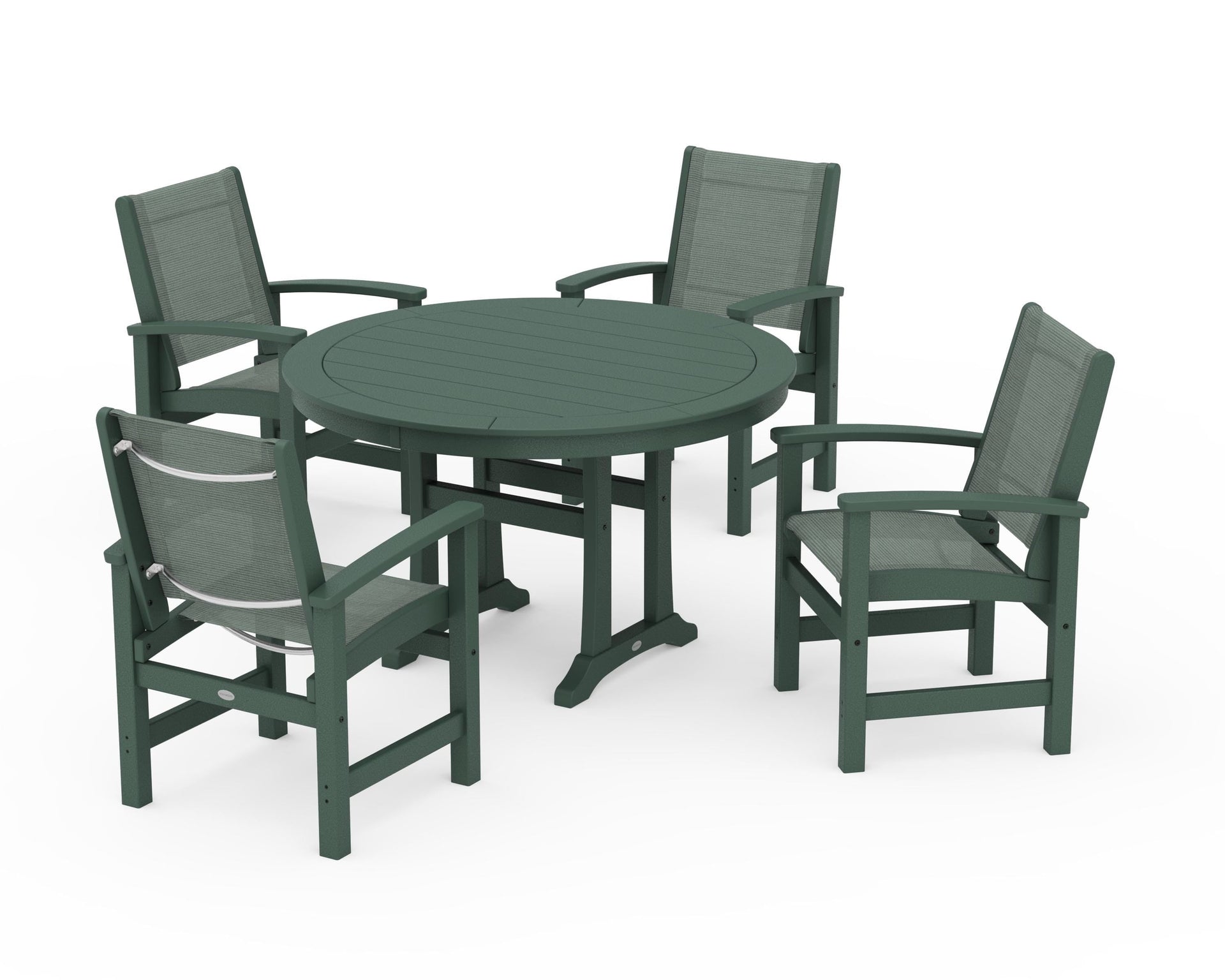 Coastal 5-Piece Round Dining Set with Trestle Legs