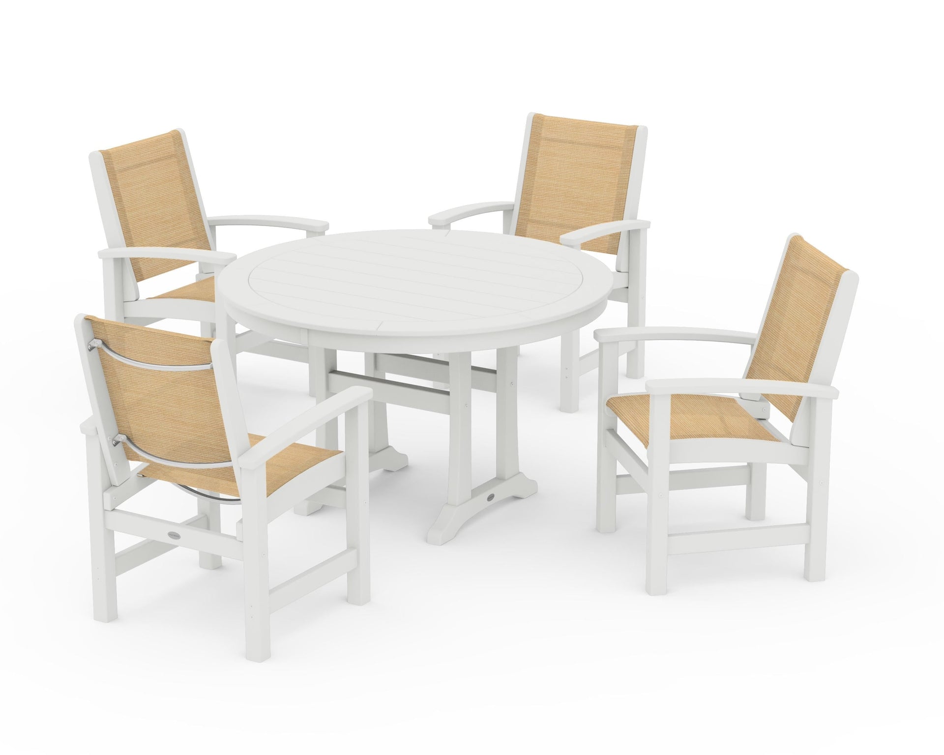 Coastal 5-Piece Round Dining Set with Trestle Legs