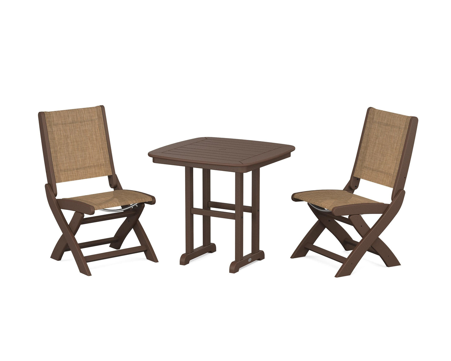 Coastal Folding Side Chair 3-Piece Dining Set