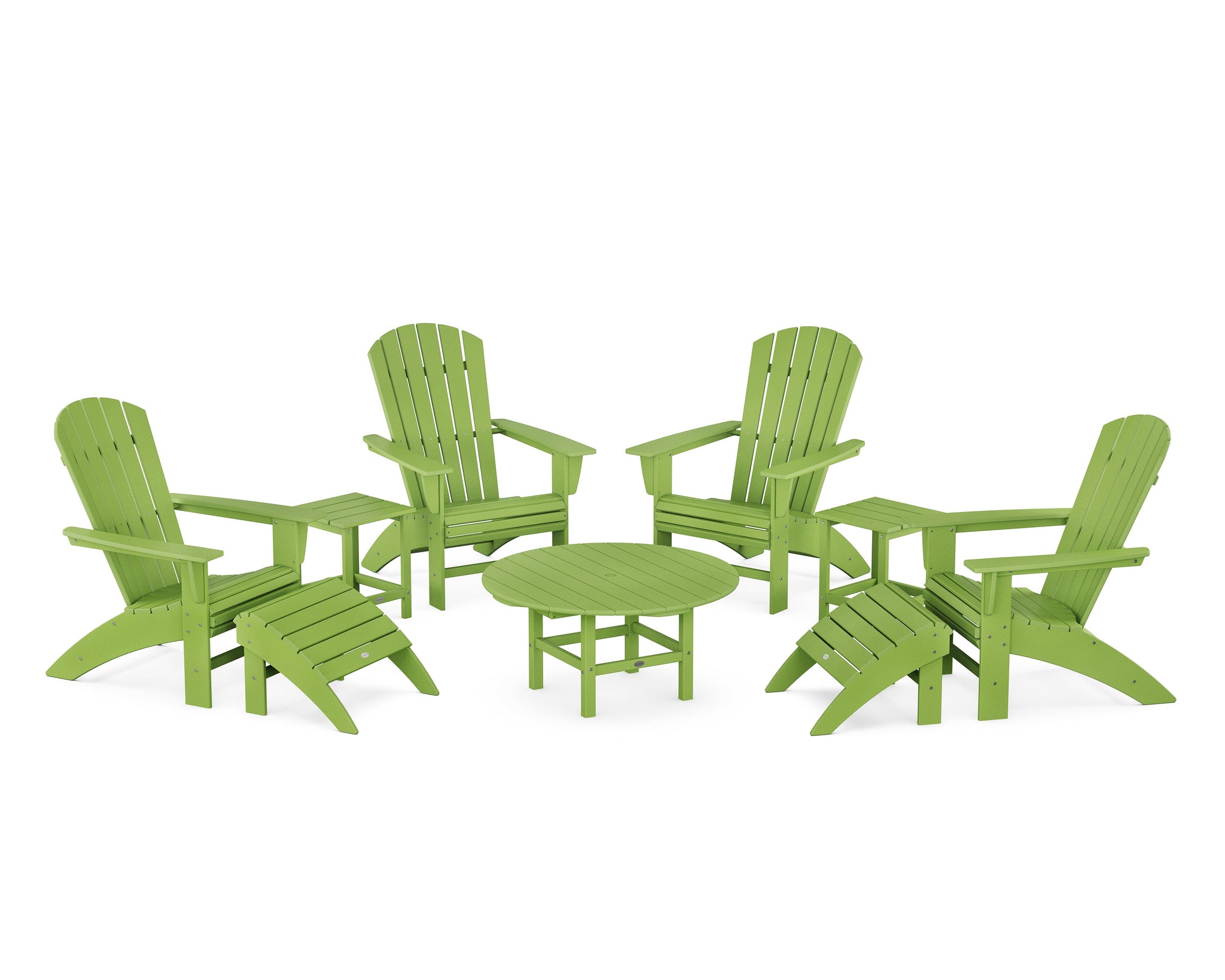 Nautical Curveback Adirondack Chair 9-Piece Conversation Set