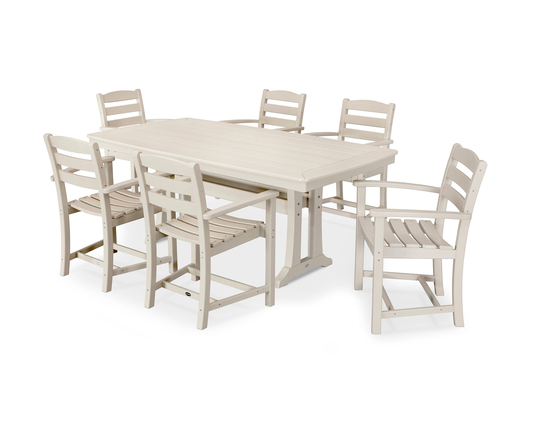 La Casa Café 7-Piece Arm Chair Dining Set with Trestle Legs