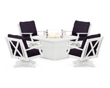 Braxton 5-Piece Deep Seating Swivel Conversation Set with Fire Pit Table