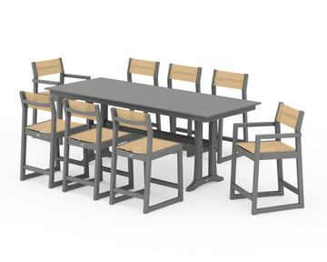 EDGE Sling 9-Piece Farmhouse Counter Set with Trestle Legs