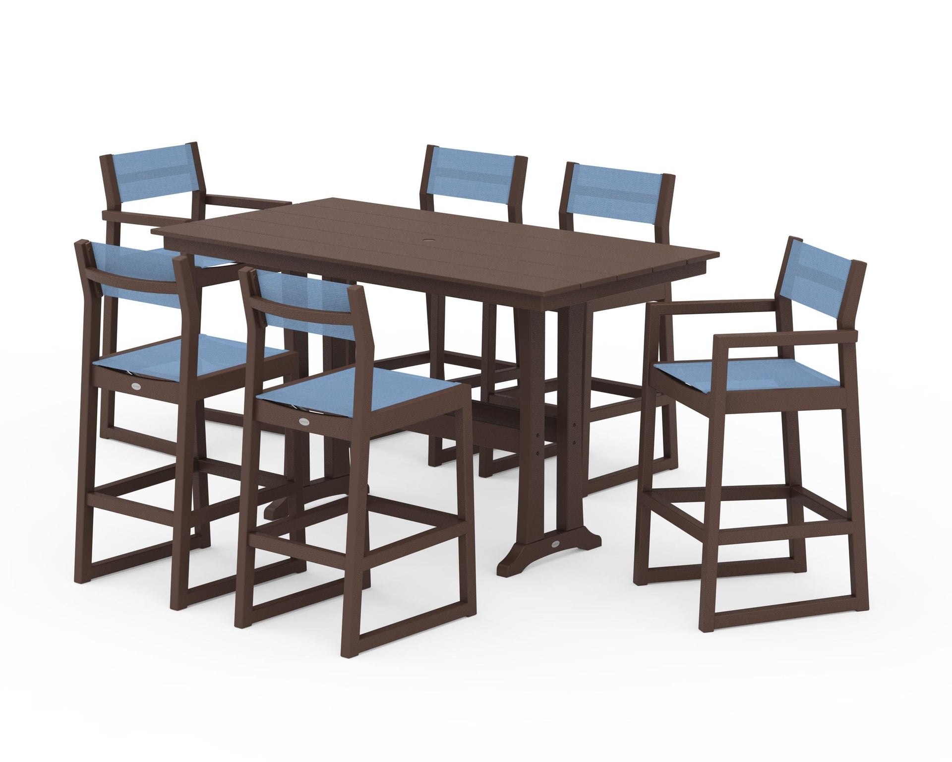 EDGE Sling 7-Piece Farmhouse Bar Set with Trestle Legs