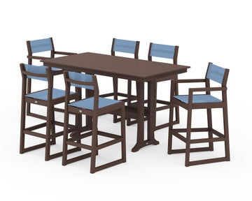 EDGE Sling 7-Piece Farmhouse Bar Set with Trestle Legs