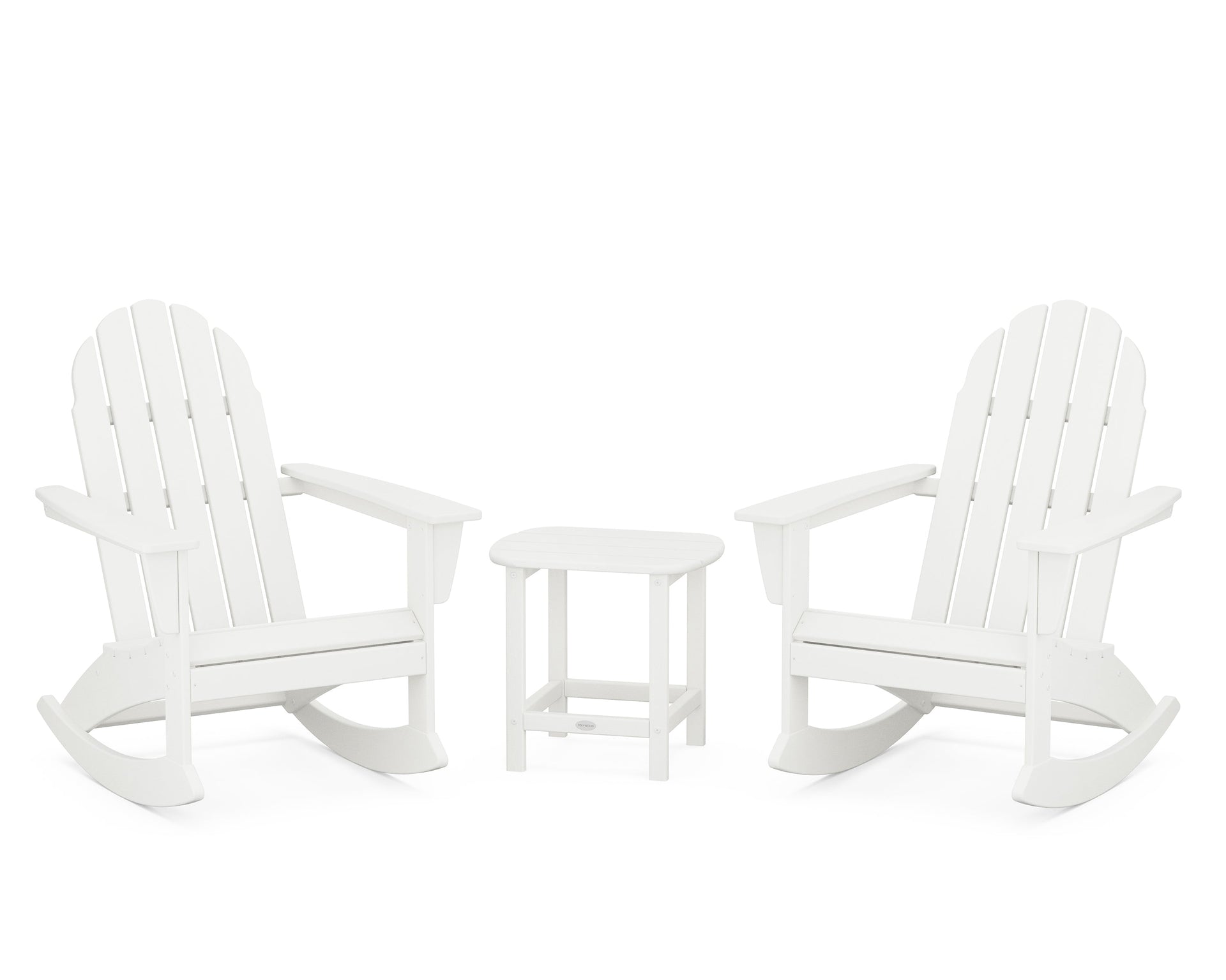 Vineyard 3-Piece Adirondack Rocking Chair Set with South Beach 18" Side Table
