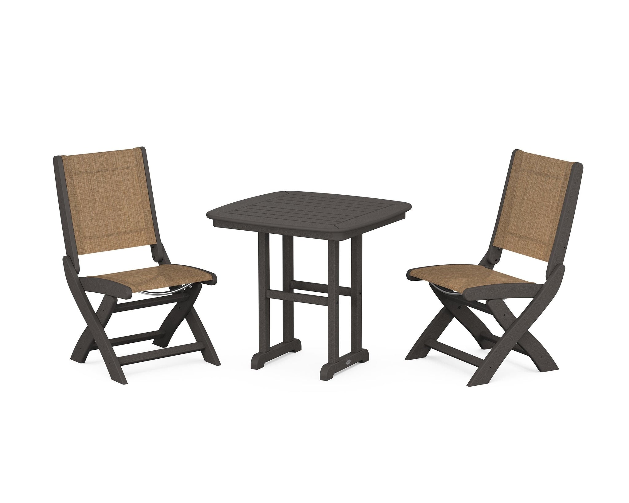 Coastal Folding Side Chair 3-Piece Dining Set
