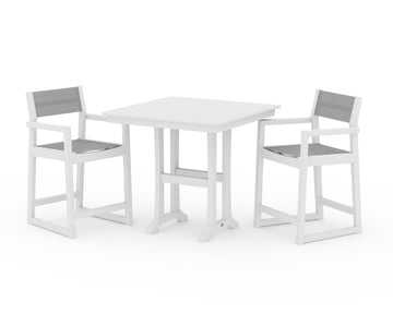EDGE Sling Arm Chair 3-Piece Farmhouse Counter Set with Trestle Legs