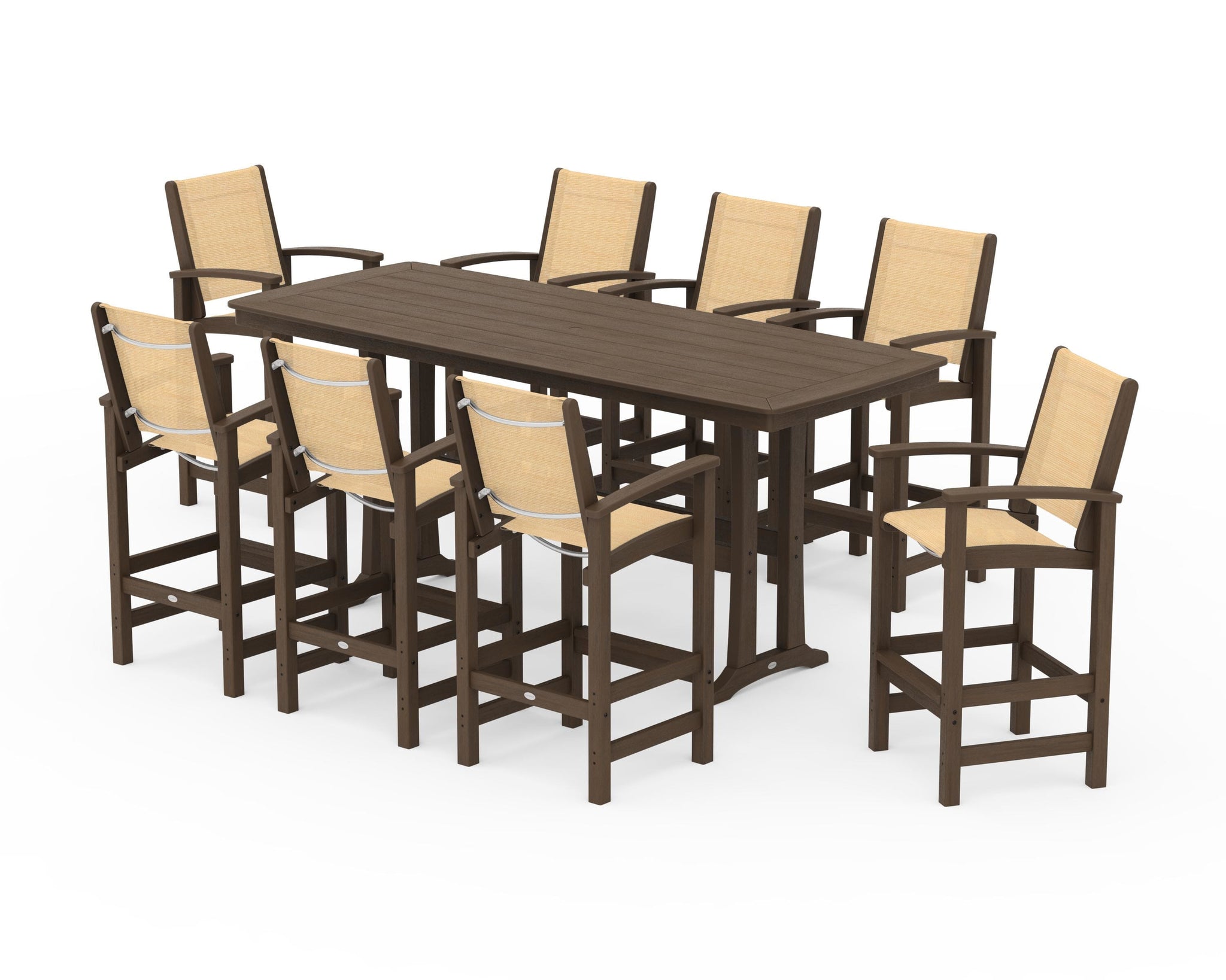 Coastal 9-Piece Bar Set with Trestle Legs