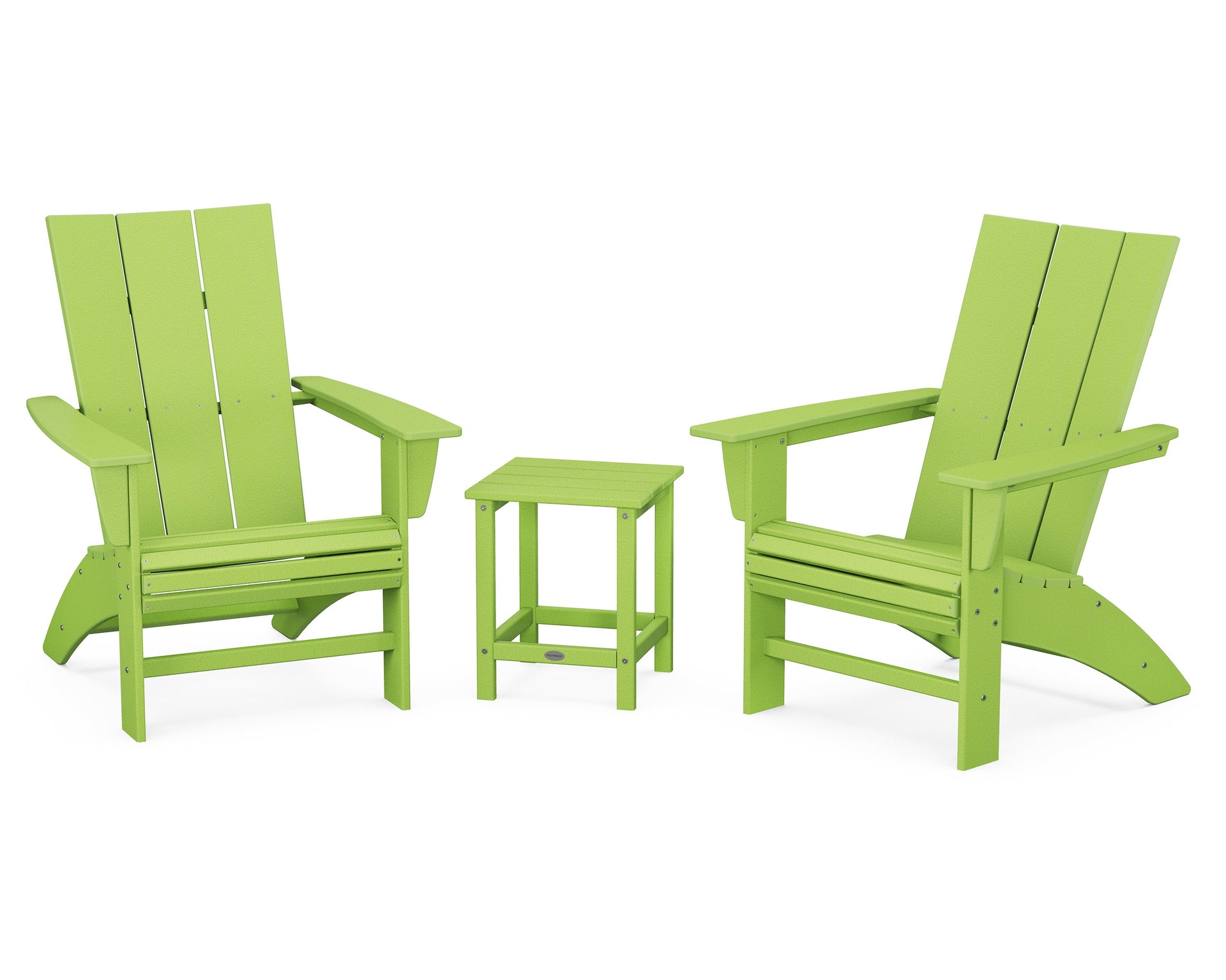 Modern 3-Piece Curveback Adirondack Set with Long Island 18" Side Table
