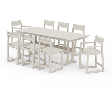 EDGE Sling 9-Piece Farmhouse Counter Set with Trestle Legs