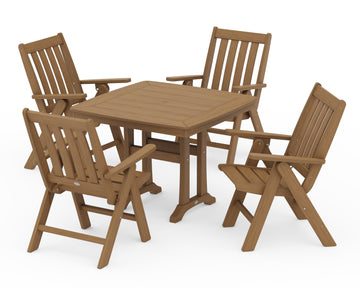 Vineyard Folding 5-Piece Dining Set with Trestle Legs