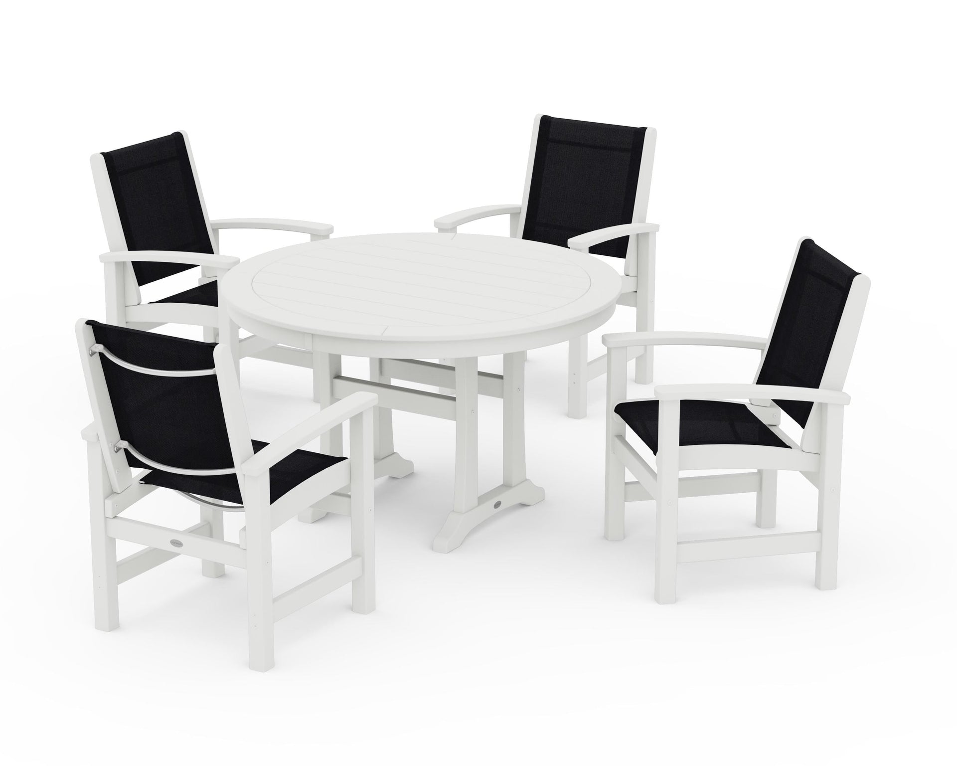 Coastal 5-Piece Round Dining Set with Trestle Legs