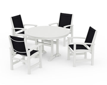 Coastal 5-Piece Round Dining Set with Trestle Legs