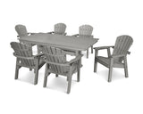 Seashell 7-Piece Farmhouse Dining Set with Trestle Legs