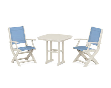 Coastal Folding Chair 3-Piece Dining Set