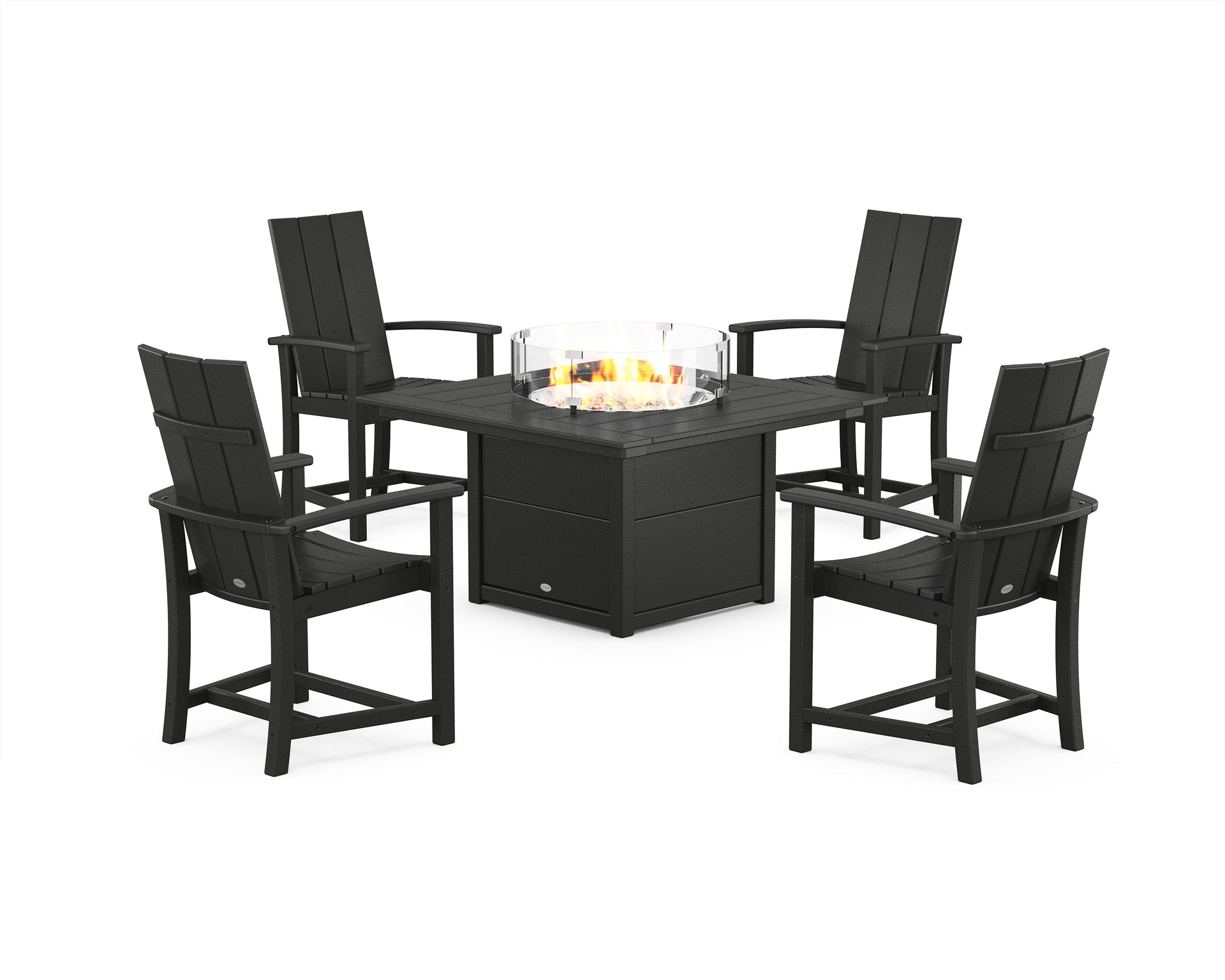 Modern 4-Piece Upright Adirondack Conversation Set with Fire Pit Table