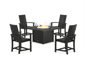 Modern 4-Piece Upright Adirondack Conversation Set with Fire Pit Table